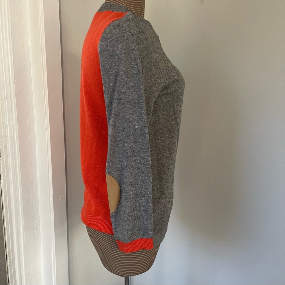 J Crew Wool Blend Colorblock Gray and Orange Women's Sweater size M FUC